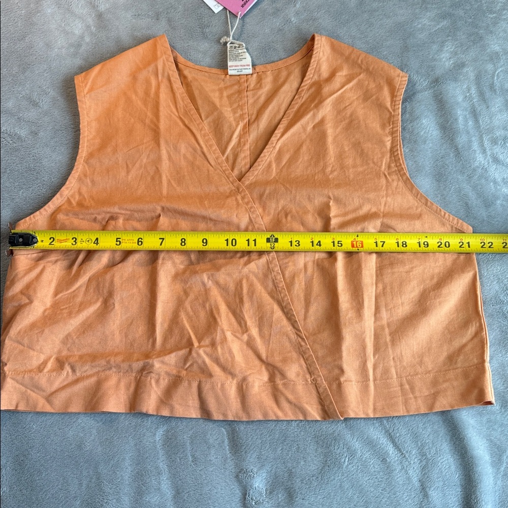 NWT Lucy & Yak Archie V-Neck Top Orange Size UK16 US12 - Picture 9 of 11